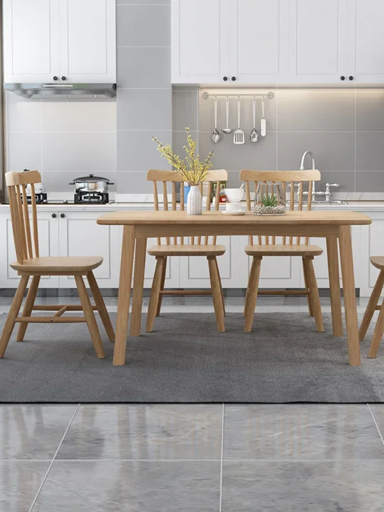Solid wood dining table and chair set for four to six people