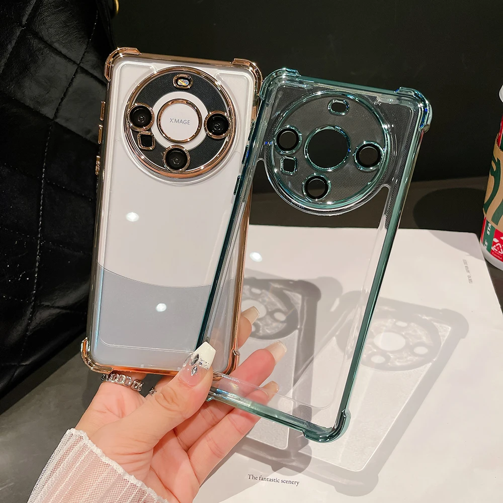 for Huawei Mate 60 Pro Phone Case Plating Colored Frame Space Fine Hole Cover Soft Transparent Shell Shockproof Non-Slip Fundas_voghion.com