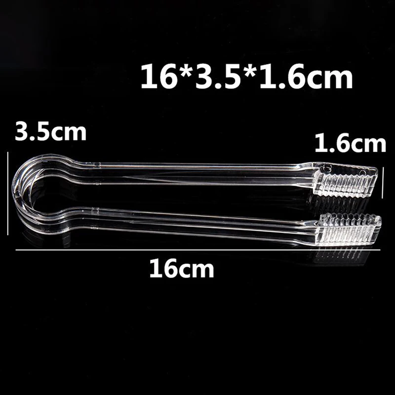 Clear Plastic Barbecue BBQ Clip, Bread Food Ice Clamp, Tongs Tool, Bar Kitchen Accessories, 16*3.5cm, 1Pc
