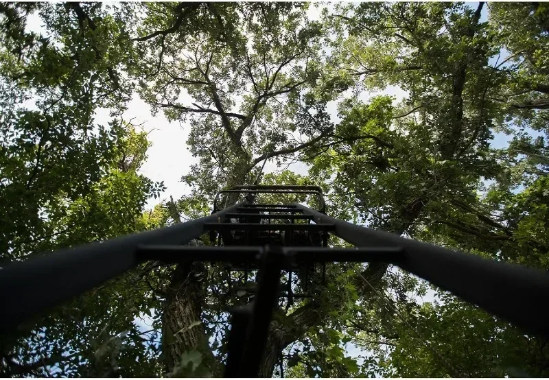 Muddy Nexus XTL 20 Foot Tall Climbing Safety System 2 Person Seat Deer Hunting Ladder Tree Stand with Flip Up Shooting Rail 5