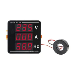 Triple Display Digital Meter for Current, Voltage, and Frequency, 72x72mm (CH - 72VAH)