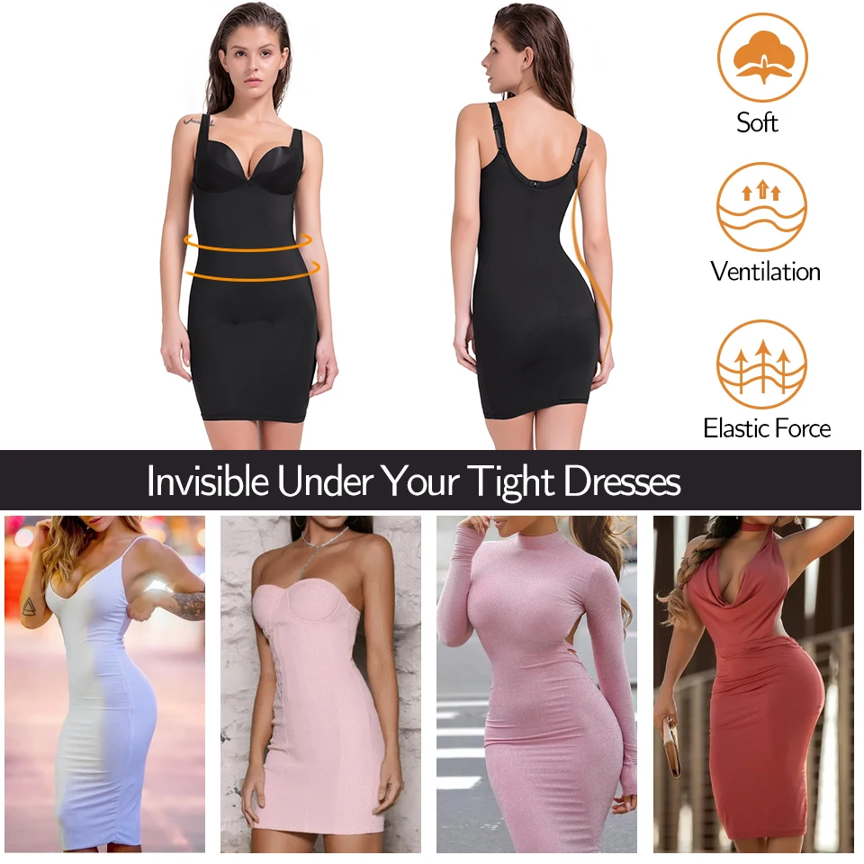 Women Shaperwear Seamless Full Slips for Under Dresses Tummy Control Underskirts Slimming Underwear Smooth Camisole Body Shaper