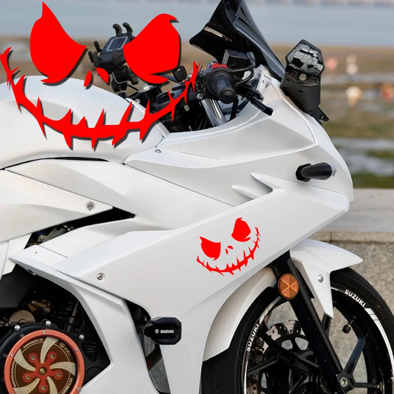 Halloween Clown Smiling Face Stickers Motorcycle Tank Helmet DIY Racing Side Body Pumpkin King Jack Skull Decals Pegatinas Moto halloween mask creepy pennywise scary clown