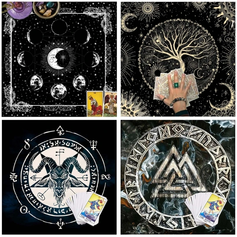 

G92F Square Flannelette Tarot Altar Cloth Board Game Pad Astrological Oracles Pad Table Cover Card Mat Divinations Tablecloth