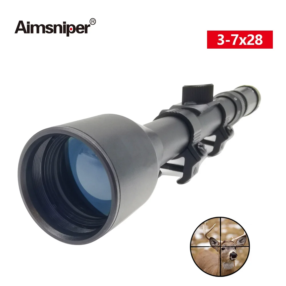 Hunting Riflescope Telescopic Sight Reflex Crosshair Rifle Scope Airsoft Optics Sight 4x20 4x28 3-7X20 3-7x28 Fit 11mm Rail Gun