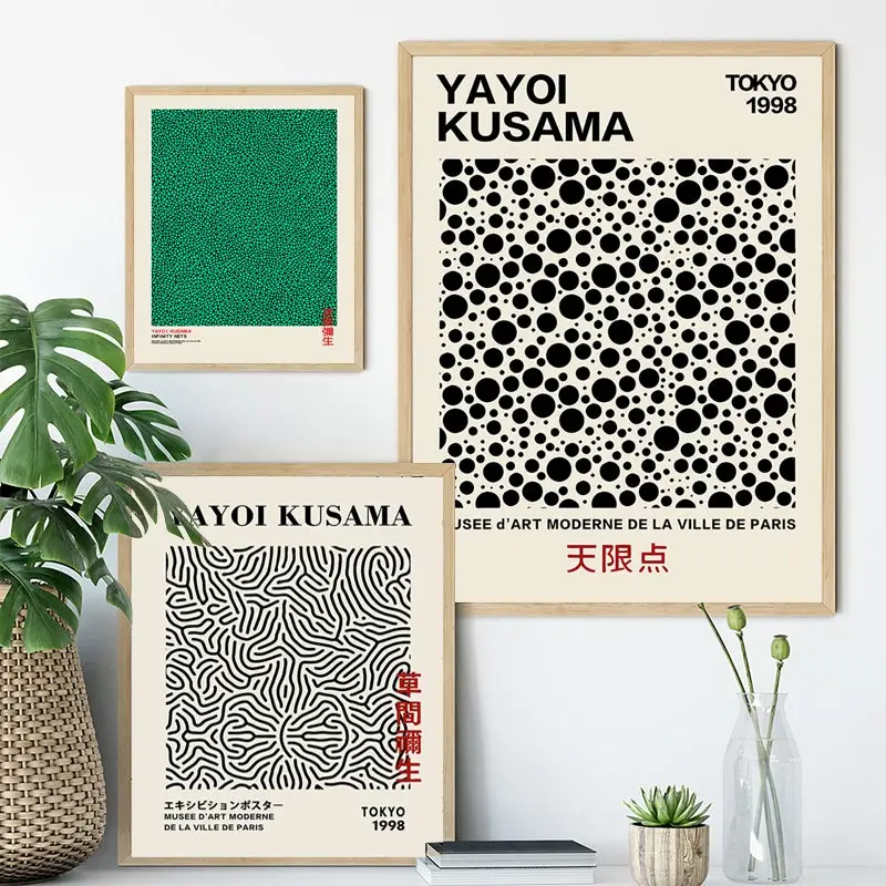 

Abstract Yayoi Kusama Line Dots Canvas Art Exhibition Poster and Print Infinity Dots Painting Wall Art Picture Room Home Decor