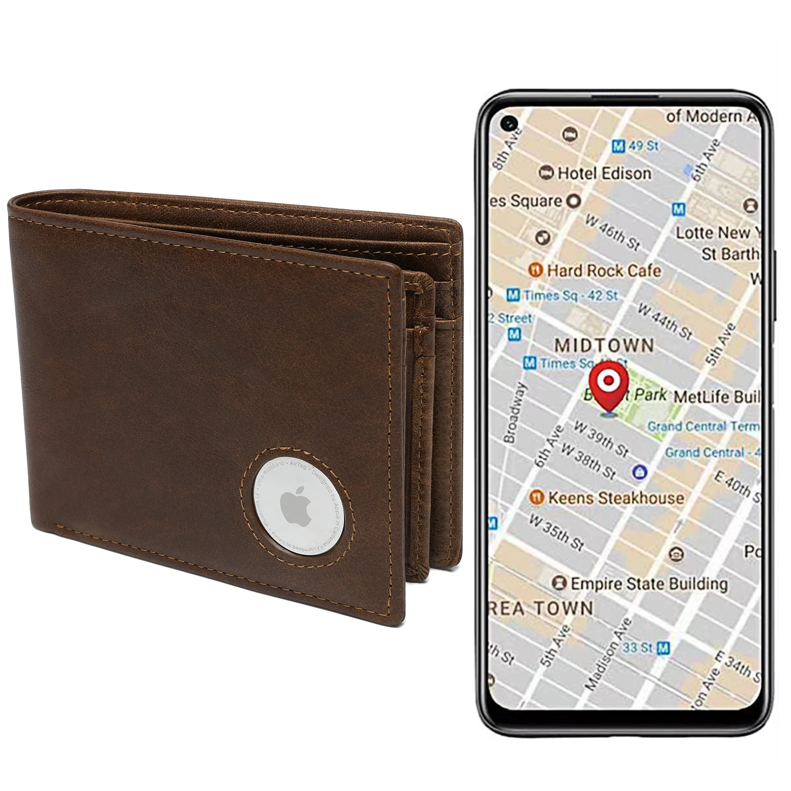 Airtag Men's Wallets RFID Genuine Leather Trifold Wallets For Men With ID Window And Credit Card Holder 4