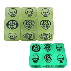 Set of 6 Vibrant Dice - Transparent and Opaque Marble Colors (10Glowing In TheDark)