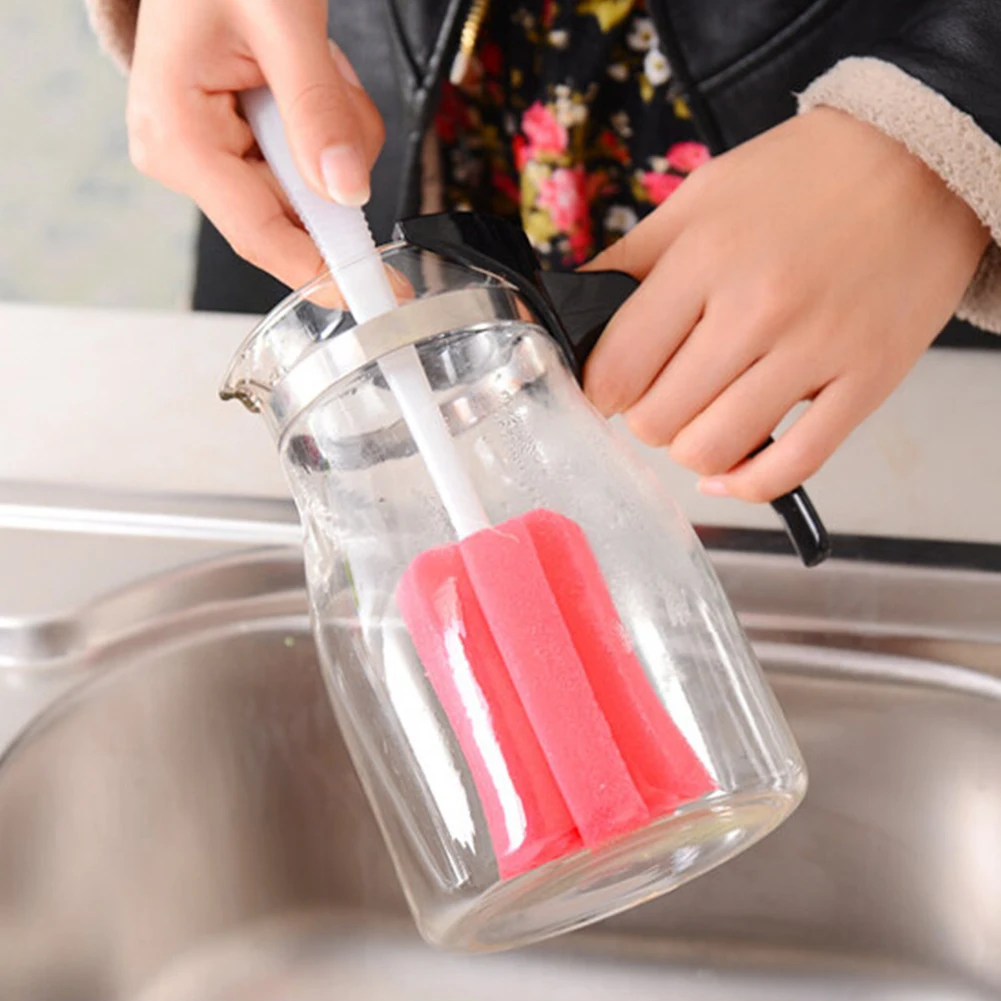 3pcs Sponge Cleaning Brush Home Kitchen Cleaning Accessories Long Handle Brush Bottle Cup Glass Washing Clean Tool Cleaner Brush 4