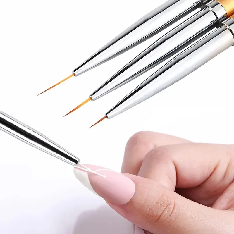 Description Picture 6 of item3Pcs Acrylic French Stripe Nail Art Liner Brush 3D Tips Line Stripes DIY Drawing Pen UV Gel Brushes Painting Pen Manicure Tools