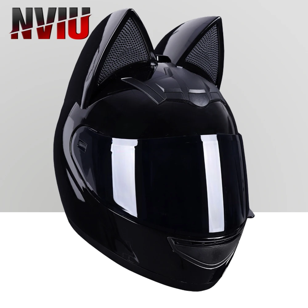 HNJ-Casco de motocicleta todoterreno, protector de cabeza con orejas de gato extraíbles, a prueba de viento, desmontable, multicolor