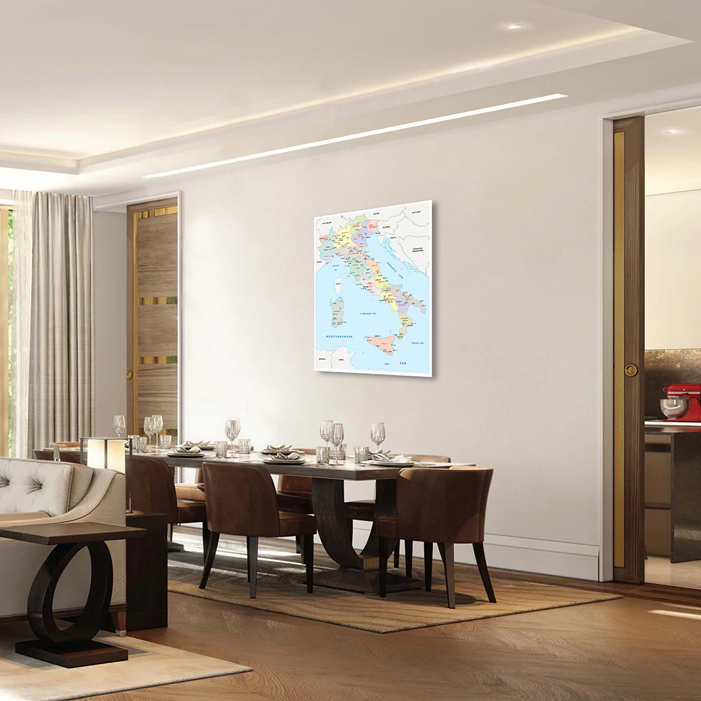 The Italy Map In Italian Large Wall Poster Non-woven Canvas Painting Classroom Home Decor School Office Supplies 100*150 cm