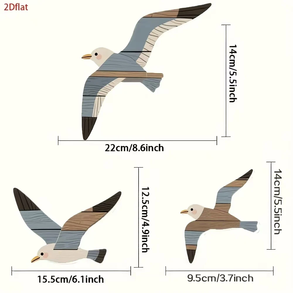 3PCS Wooden Seagull Wall Art 5