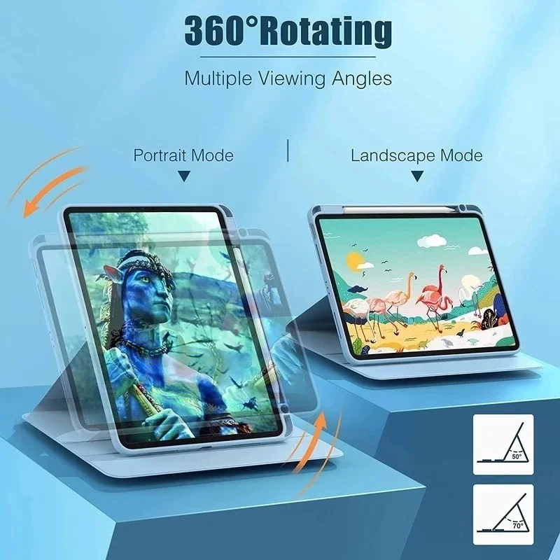 360-Degree Rotating Transparent Case with Pencil Holder