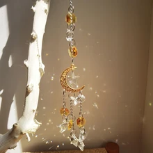 

Suncatcher Crystal Dream Catcher Hanging Prisms Garden Decoration Moon Pendants Wall Window Decor Wind Chimes Room Ornaments