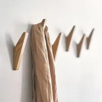 1/4pcs Natural Wood Wall Hooks Decorative Key Hook Clothes Hat Scarf Handbag Hanger Hook Kitchen Bathroom Organizer Decor Hook 1