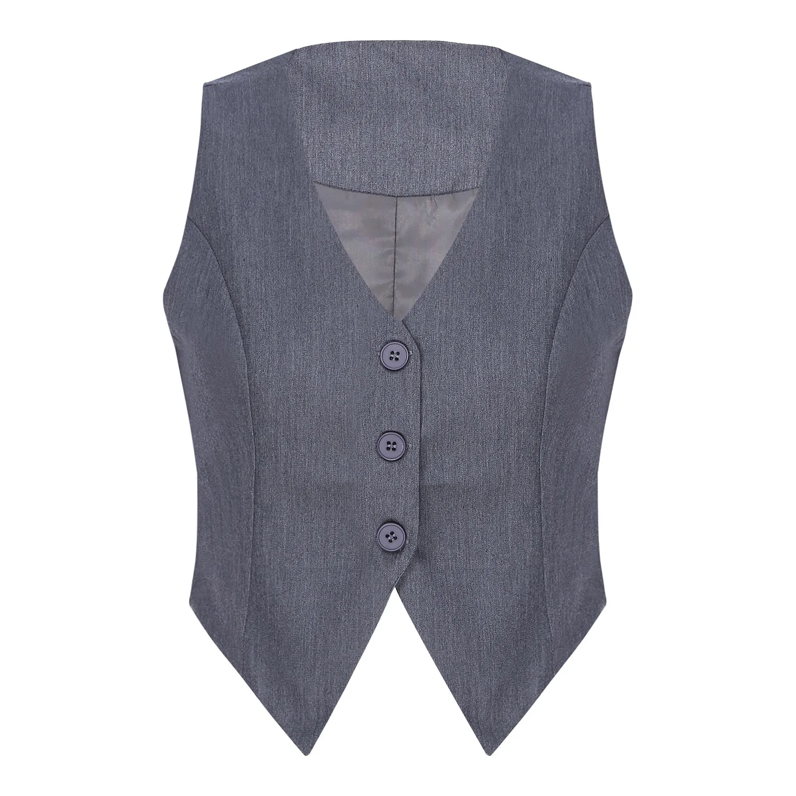 Vests for Womens Stylish Crop Top Waistcoat V Neck Sleeveless Three-Button Vest OL Lady Solid Color Tank Top Business Workwear