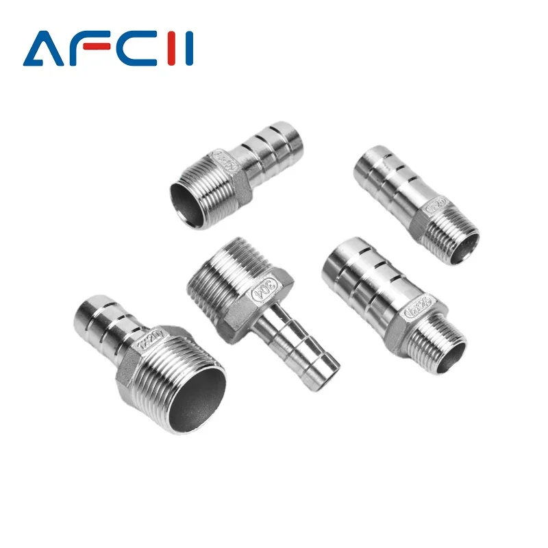 Hose Barb Connector 304 Stainless Steel 1/8" 1/4" 3/8" 1/2" BSP Male Thread Pipe Fitting
