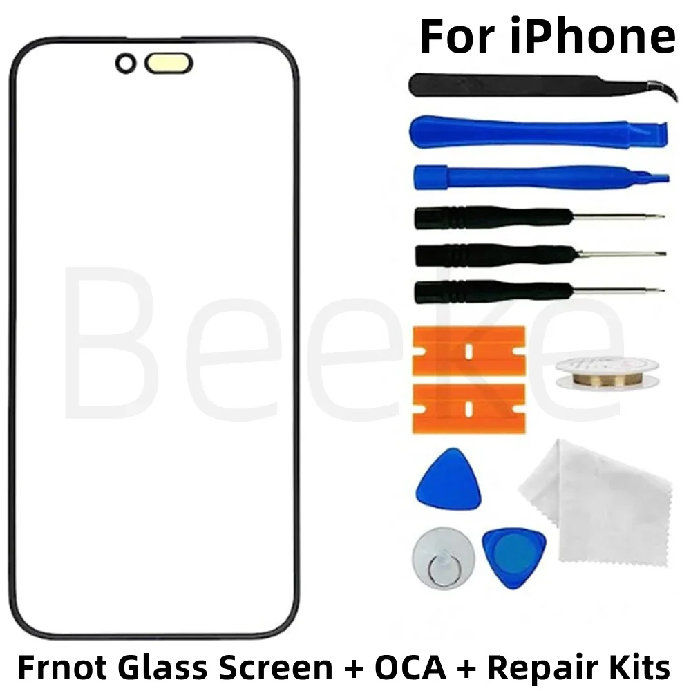 Schermo Esterno In Vetro + Oca Per Iphone X Xs 11 12 13 14 15 Pro Max Mini Plus Display Lcd Anteriore Touch Panel Lens + Kit Di Ricambio