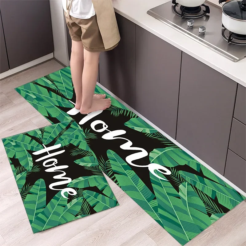 Kitchen Rug Tropic Plant Flowers Long Strip Living Room Carpet Anti-slip Hallway Bedroom Floor Mat Home Decoration 3