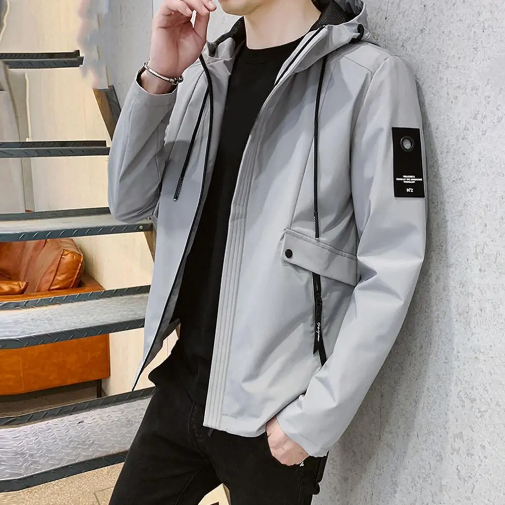 

Men Jacket Hooded Windproof Men's Winter Coat with Zipper Placket Pockets Stylish Outwear for Autumn Winter Pockets Men Jacket