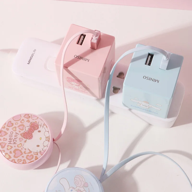 Kawaii Sanrio Accessories My Melody Cinnamonroll Pompom Purin Cute Beauty Travel Portable Rubik's Cube Converter Charging Socket 5