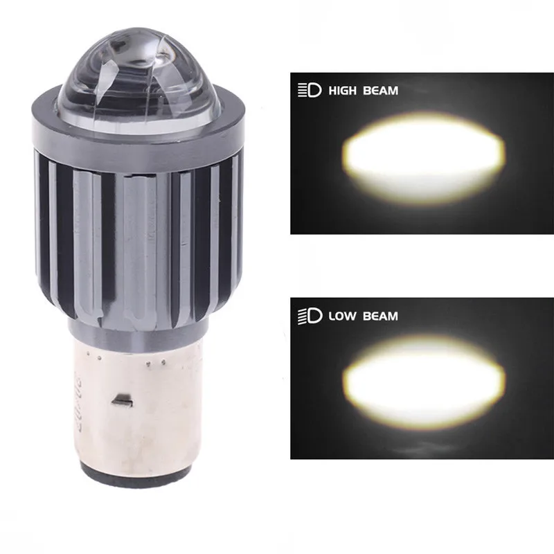 H6 BA20D H4 Led 오토바이 헤드라이트 렌즈 듀얼 컬러 Hi/Lo 빔 안개 램프 12W, 6000lm, 6000K, 360도 빔