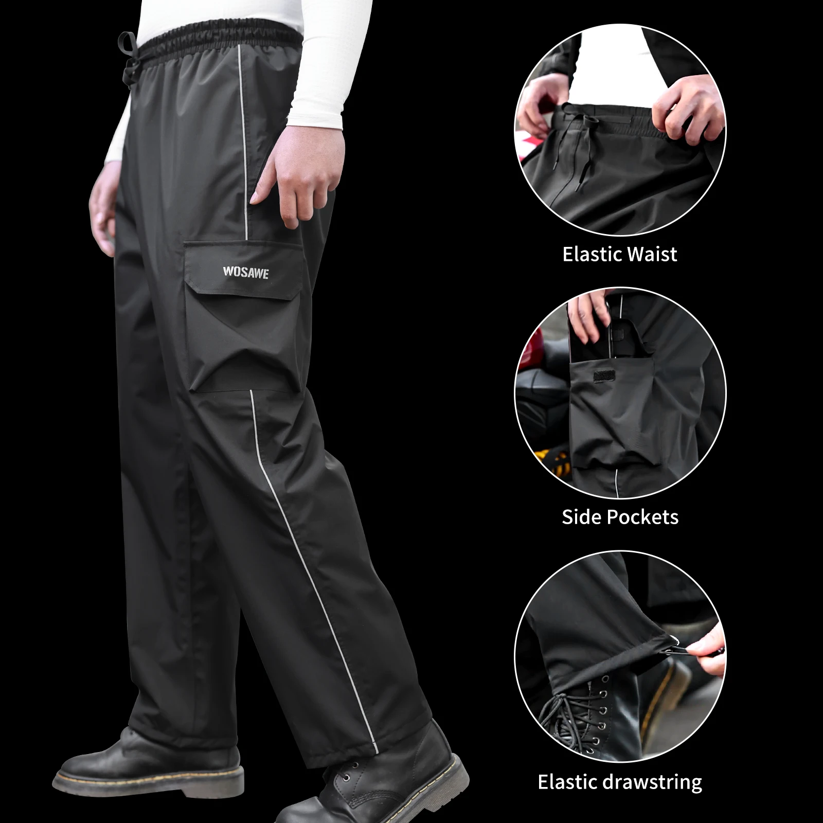 WOSAWE Reflective Impermeable Raincoats Women/Men Rain Pants Outdoor Waterproof Trousers Motorcycle Fishing Camping Rain Pants motorcycle rain pants