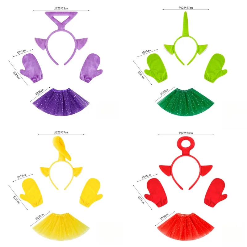 New Teletubbies Series Hairband Gloves Gauzy Skirt Cartoon Creativity Exquisite Cosplay Birthday Party Supplies