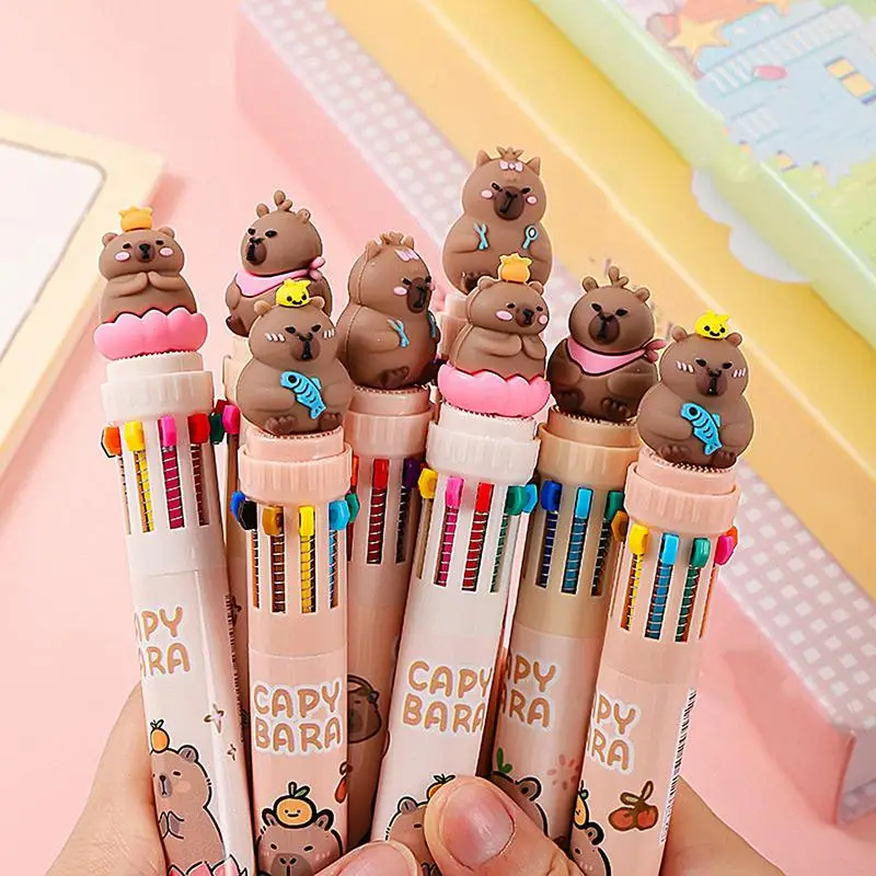 1Pc Capybara Animals 10 Colors Ballpoint Pen School Office Writing Supplies Cute Pens Stationery Office Accessories