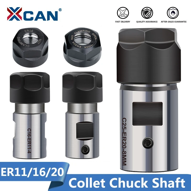 XCAN CNC Lathe Chuck 1pc ER11 ER16 ER20 Collet Chuck Shaft Lathe Tools Spindle Extension Rod 4mm-16mm