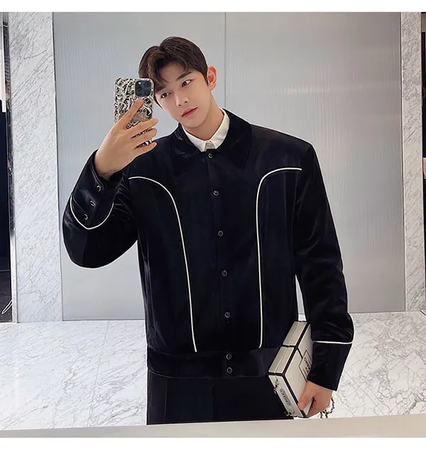 出張さん専用　PPFM JKT と　仮面ライダーカットソーの2点 Korean Fashion Shoulder Pad Velvet Jacket Men Vintage Chic