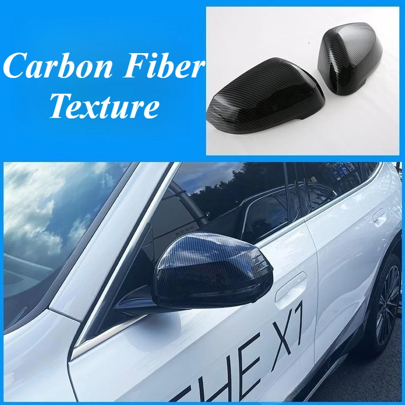 BMW X1 iX1 U11 2023 카본 파이버 사이드 미러 커버, 리어 뷰 미러 캡 보호 쉘, 직접 장착 업그레이드, 글로시 블랙