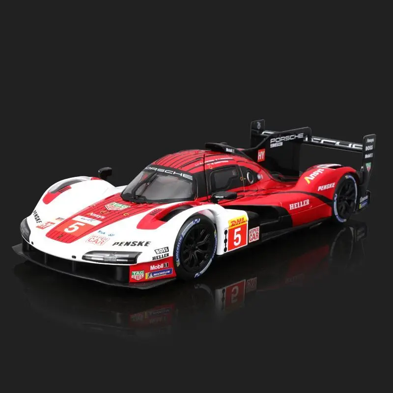 Bburago 1:24 포르쉐 963 자동차 모델 5 레이싱 카, 르망 랠리 챔피언 합금 럭셔리 포르쉐 963 모델 럭셔리카 로고 컬렉션