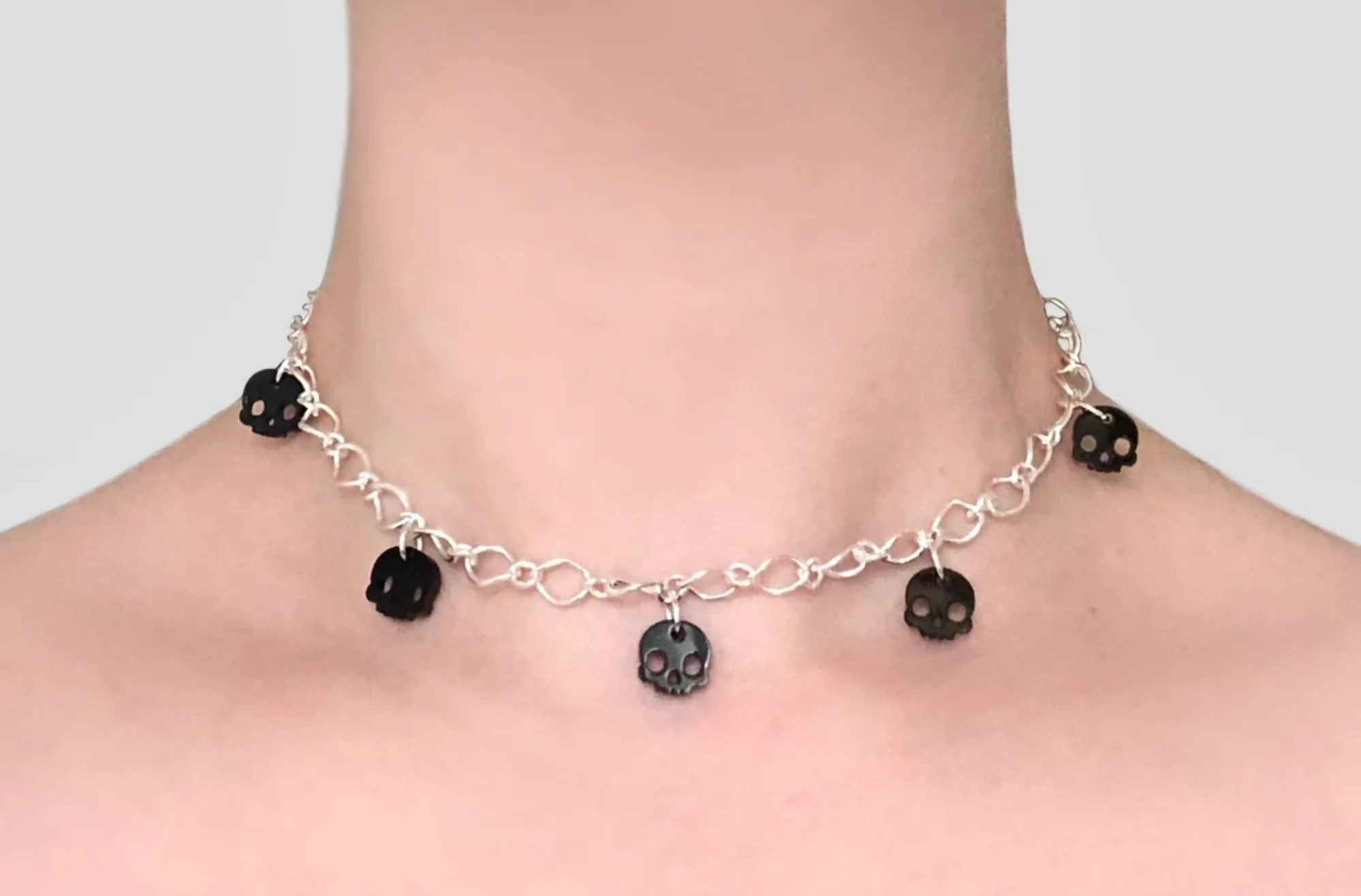

Cute Skull Choker Necklace - Laser Cut Acrylic Skull Necklace
