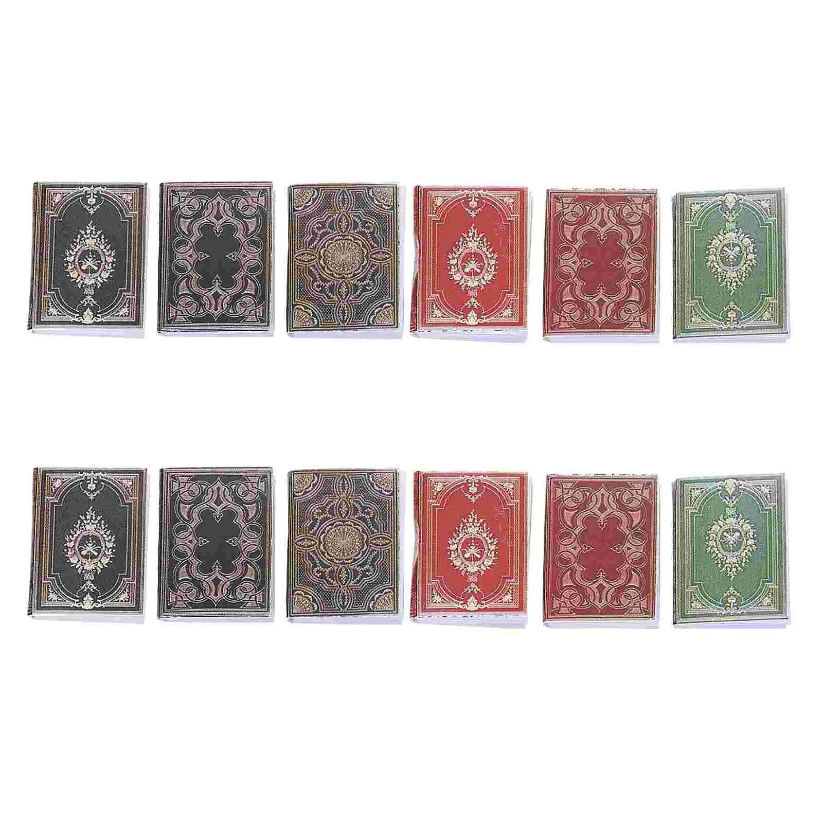 

12Pcs Mini Book Models Miniature Retro Book Dollhouse Decor Photography Props