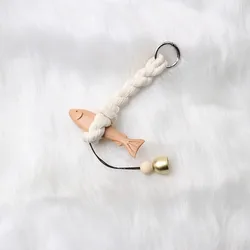 Nautical Wood Fish Sculpture with Bell - Handcrafted Rustic Wall Hanging Decor (S)