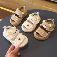 Simple Cute Newborn Baby Toddler Sandals Cartoon Bear Casual Children Sandal Boy Girl Baby Soft Comfortable Kick Resistant Shoes 3