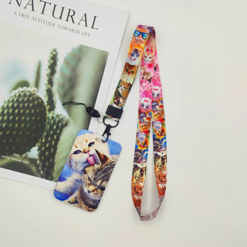 Schöne Katze Namensschild Halter Lanyard Visitenkartenhalter Hängender Umhängeband Junge Ausweishalter Tür Kartenetui Kleines Geschenk – Detail 16