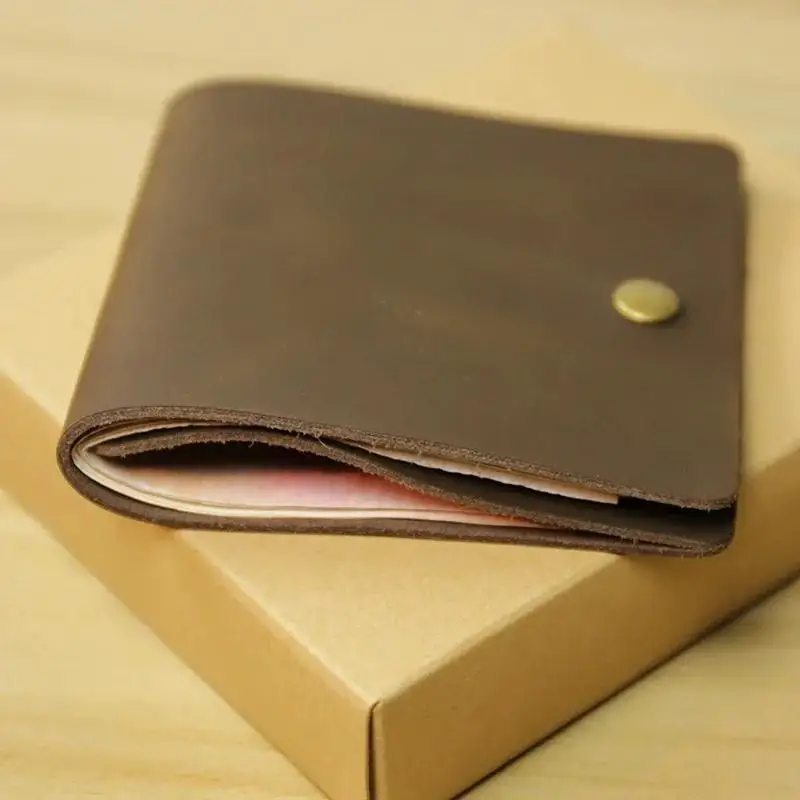 1 PC Retro Minimalist Bifold Leather Card Wallet for Men and Women Wrap Credit Card Holder Porte Carte Wallet 3