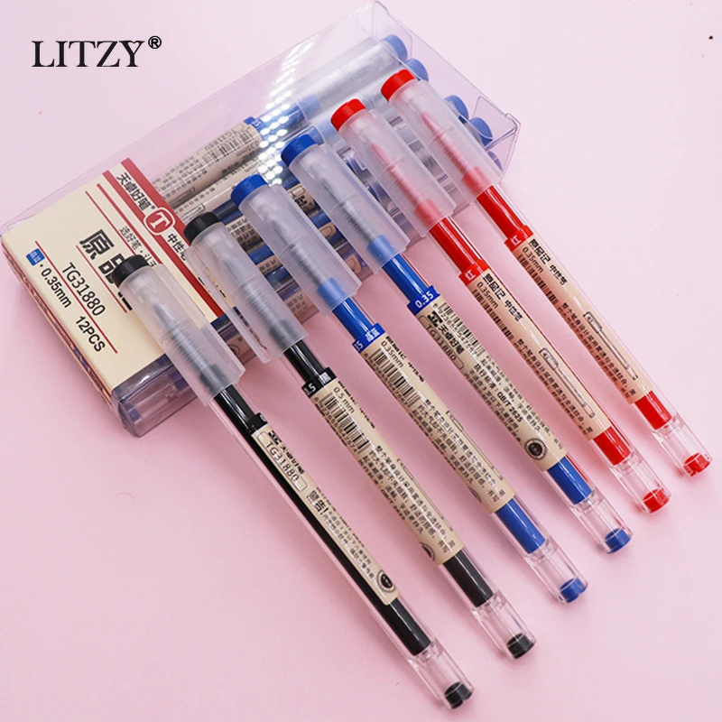 Gel Pens Color Pen Set Colored Pens Gel Pen Refills 50 + 2Pcs/Set 0.35mm Red/Black/Blue Ink Gel Pens Set Refills Rod for School Office Stationery Student Writing Pen