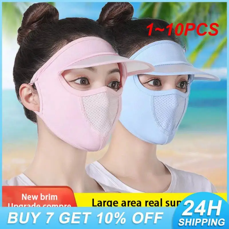 

1~10PCS Sun Protection Dust-proof Female For Riding Anti-ultraviolet Detachable Men's Caps Lens Mask Adjustable