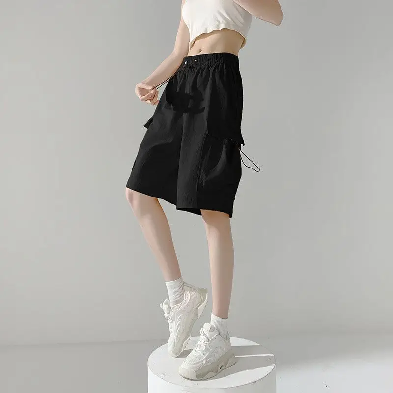 Cargo Shorts Women Safari Style Loose Ulzzang Summer Leisure Boyfriend Chic Vintage Streetwear Knee-length Couple Students Daily