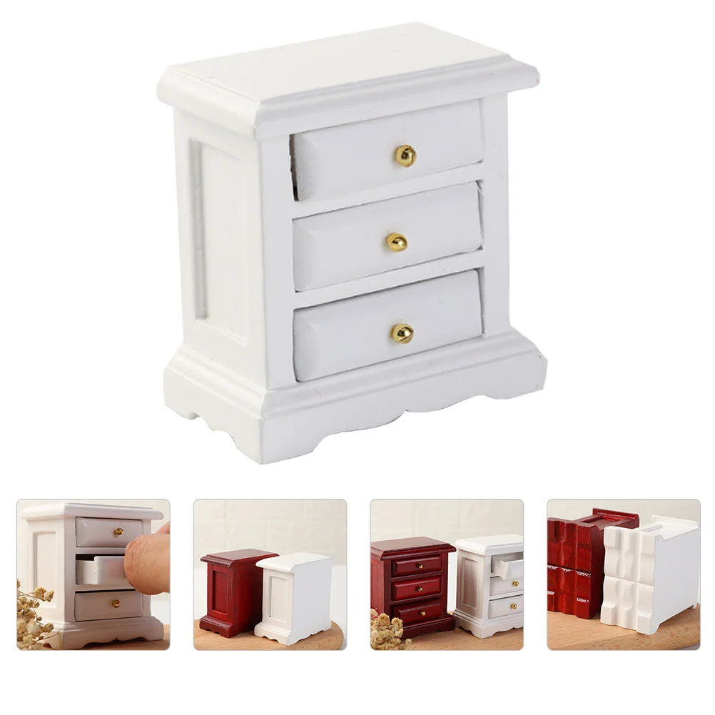 

Dollhouse Chest of Drawers Night Stand Mini Furniture Toy Bedside Table Model Cabinet Wooden Miniature