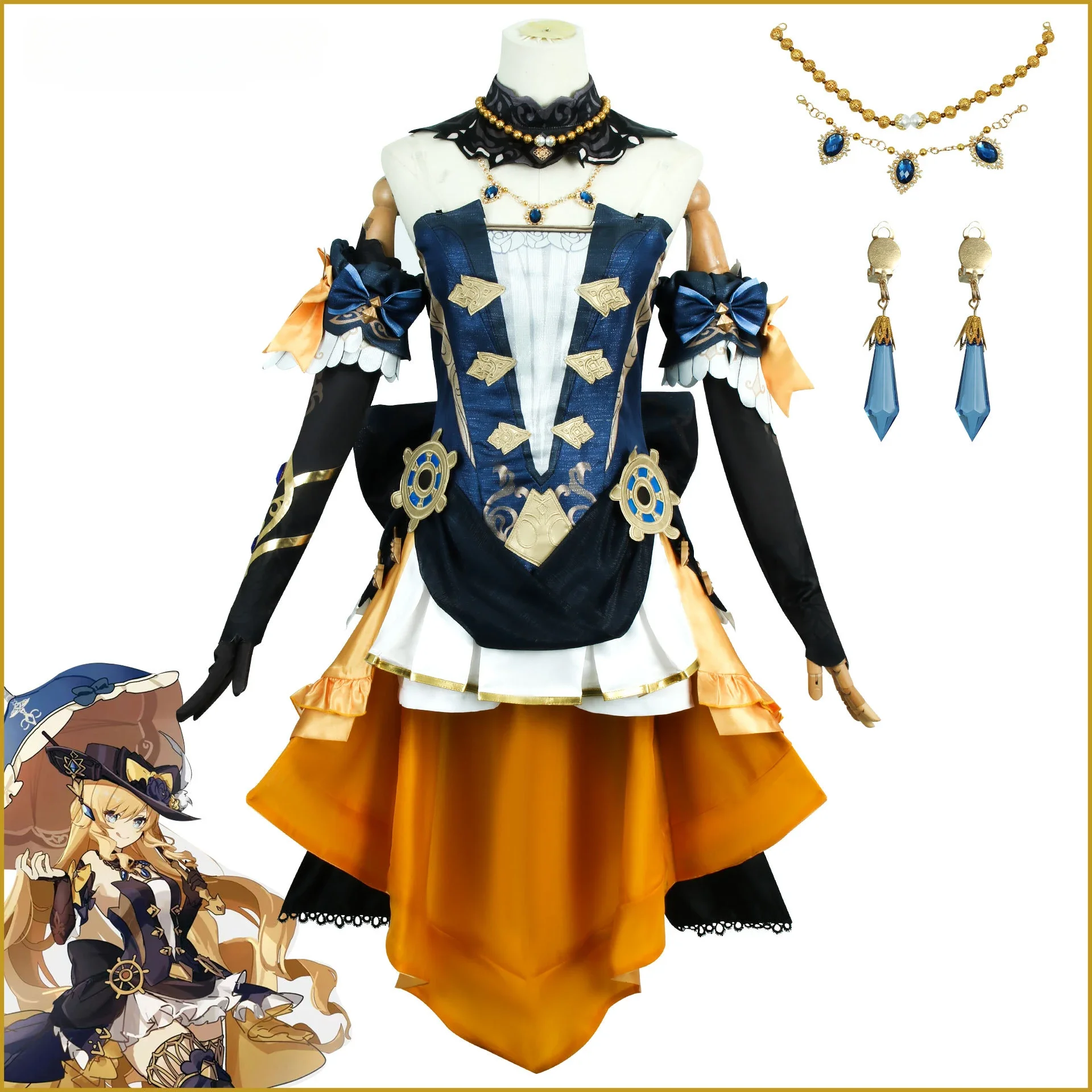 

XS-3XL Navia Cosplay Costume Full Set With Hat Genshin Impact Cosplay Fontaine Navia Cosplay Shoes Dress Outfit Uniform