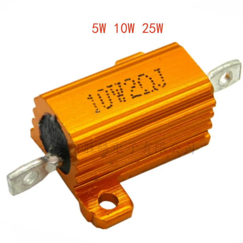 (1PCS)  RX24 5W 10W 25W Aluminum Power Metal Shell Case Wirewound Resistor 0.01 ~ 30K 1 2 3 5 6 8 10 20 100 150 1K 10K Ohm