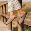 Women's Shoes Women's Closed Toe Slippers Cow Suede Leather Clogs Women's Sandals Retro Fashion Garden Mule Clog Slide New 2