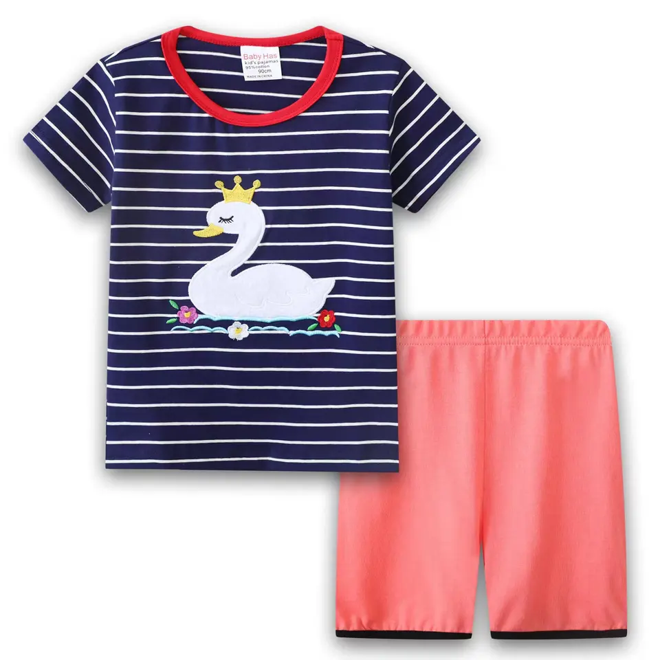 Ensemble Pyjama 2 Pièces Pour Enfant - Haut Manches Courtes Et Short Imprimé Dessin Animé - Matière Satin Doux