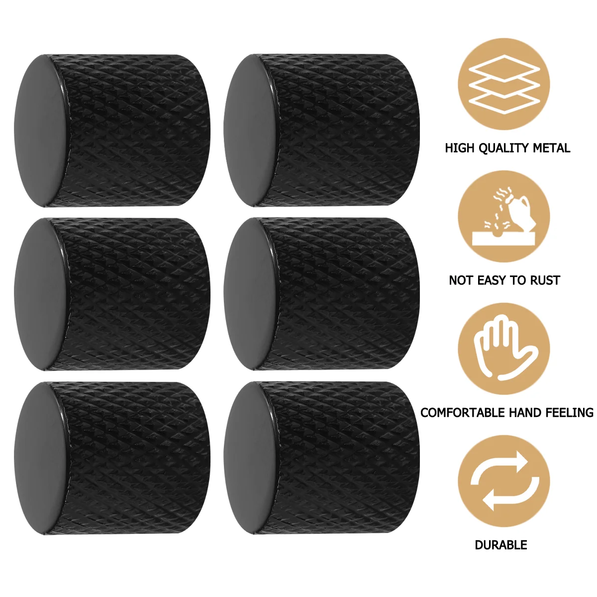 

6PCS 6MM Electric Guitar Metal Knob Durable Bass Metal Flat Tone Knob Electric Guitar Accessory (Black)