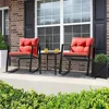 3 Pieces Patio Furniture Set Rocking Wicker Bistro Sets Modern Outdoor Rocking Chair Furniture Sets Clearance Cushioned 1